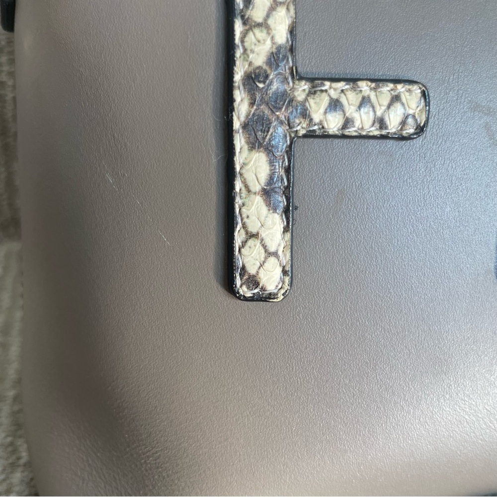 Fendi By The Way Medium Grey Leather & Python-Look Elaphe Boston Bag - Picture 7 of 14